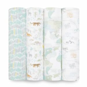 aden + anais™ essentials Baumwoll-Musselin-Pucktuch 4er Pack Voyager