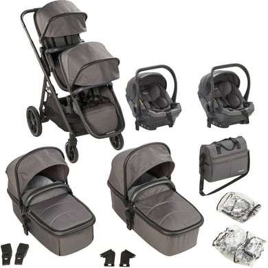 babyGO Geschwisterwagen Duo Mega Set Grey