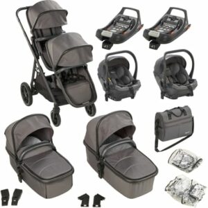 babyGO Geschwisterwagen Duo Mega Ultra Set Grey