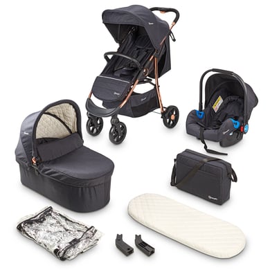 babyGO Kombikinderwagen 3 in 1 Black Rosegold