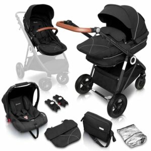 babyGO Kombikinderwagen Halime 3 in 1 Air Black Anthracite