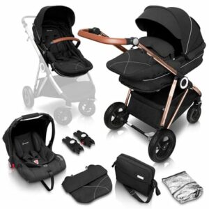 babyGO Kombikinderwagen Halime 3 in 1 Air Gold Anthracite