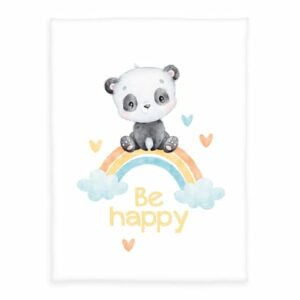 babybest® Microfaser-Flauschdecke Regenbogen Panda 75 x 100 cm