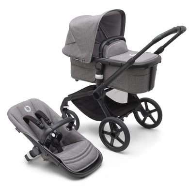 bugaboo Kinderwagen Fox 5 mit Liegewanne und Sitz Black/Grey Melange