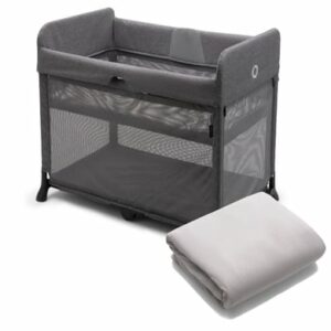 bugaboo Reisebett Stardust Grey Melange inklusive Baumwollspannbettlaken Stardust Mineral White