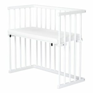 dreamgood Beistellbett Buche weiß lackiert / Matratze Prime Air