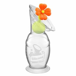 haakaa® Milchpumpe mit Saugfuß 100ml inkl. Blumenverschluss in orange