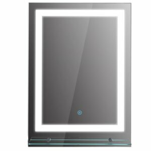 kleankin LED Badezimmerspiegel mit Glas-Ablage silber
