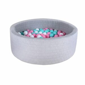 knorr toys® Bällebad soft - Cosy geo grey - 300 balls rose/creme/lightblue grau