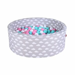 knorr toys® Bällebad soft - Grey white clouds -300 balls rose/creme/lightblue grau