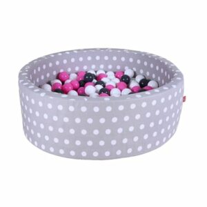 knorr toys® Bällebad soft - Grey white dots - 300 balls creme/grey/rose grau