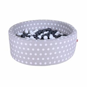 knorr toys® Bällebad soft - Grey white dots - 300 balls grey/creme grau