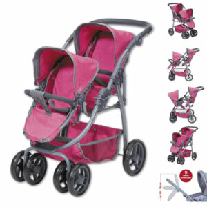 knorr toys® Zwillingspuppenwagen Milo - berry rosa