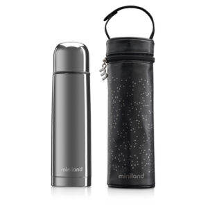 miniland deluxe thermos Thermosflasche mit Isoliertasche silber 500ml