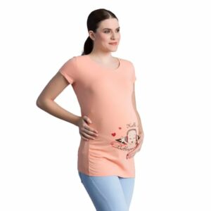 M.M.C. Umstandsshirt Hallo Lieblingsmensch mit Motiv Lachsfarbe