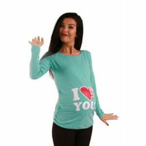 M.M.C. Umstandslangarmshirt I Love You mit Motiv Mint