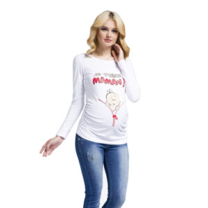 M.M.C. Umstandslangarmshirt Je t’aime maman mit Motiv Weiß