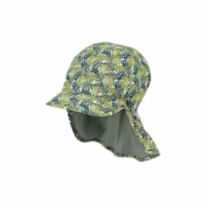 Sterntaler Wende-Schirmmütze mit Nackenschutz Blätter dunkelgrün