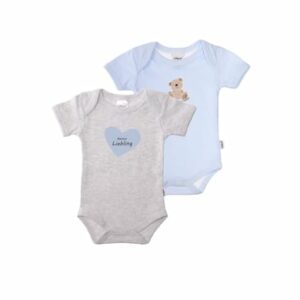 Liliput Baby-Bodies kleiner Liebling grau-melange/ blau gestreift