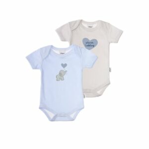 Liliput Baby-Bodies 2er-Pack Elefant blau gestreift/ grau gestreift