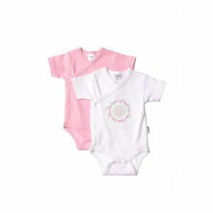 Liliput 2er-Pack Kurzarm-Wickelbody Nature Baby weiß/rosa