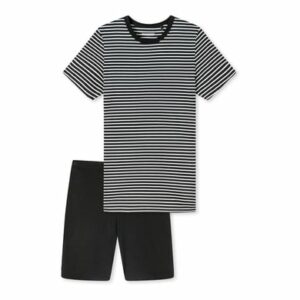 Schiesser Kurzer Schlafanzug Basic Kids schwarz