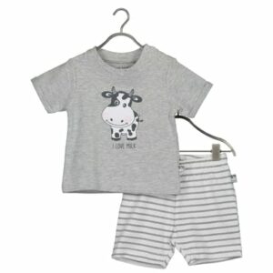 BLUE SEVEN Baby 2er-Set Milk Shirt + Shorts Mittelgrau