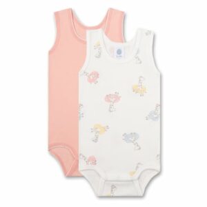 Sanetta Body Doppelpack Giraffen offwhite/ rosa