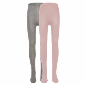 Ewers Kinderstrumpfhose 2er Pack Uni grau/rosa