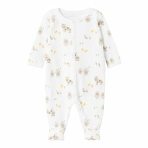 name it Schlafoverall Farm Animals Bright White