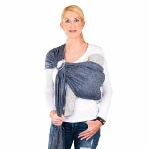 Hoppediz Babytragetuch gewebter Ring-Sling Popeline Denim blau