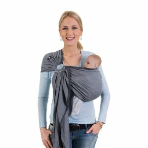 Hoppediz Babytragetuch gewebter Ring-Sling London weiß