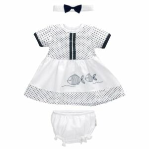 Baby Sweets 3tlg Set Kleid + Shorts + Mütze Lieblingsstücke Kleider weiß navy