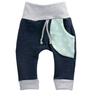 Puschel-Design Hose Handmade mint dunkelblau