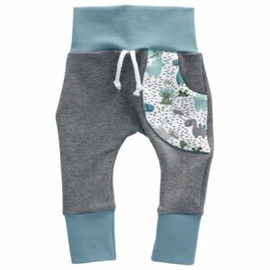 Puschel-Design Hose Handmade blau grau