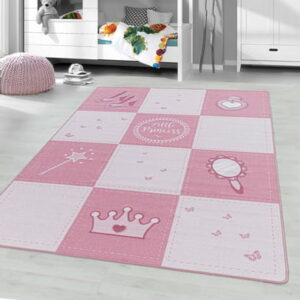 Giancasa Mädchenteppich Prinzessinnenteppich Prinzessin Kurzflorteppich rosa 2905 pink