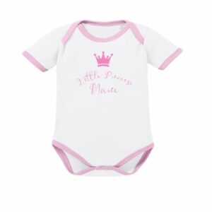 Schnullireich Baby Body (Kurzarm) mit Namen Little Princess (Sporty) Weiß