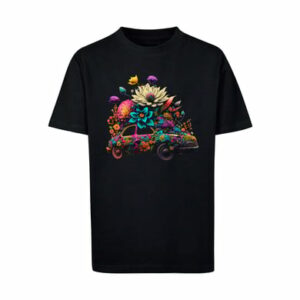F4NT4STIC T-Shirt Blumen Auto Unisex Tee schwarz