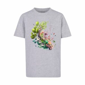 F4NT4STIC T-Shirt Baum mit Blumen Tee Unisex heather grey