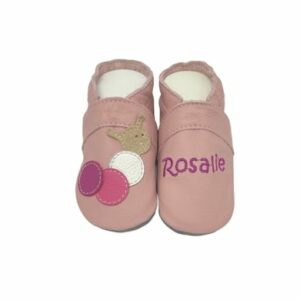 Schnullireich Anti-Rutsch Krabbelschuhe mit Namen Rosa Raupe Rosa