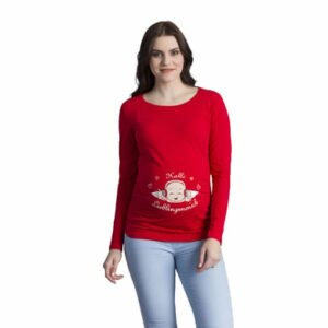 M.M.C. Umstandslangarmshirt Hallo Lieblingsmensch mit Motiv Rot