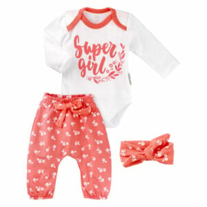 Baby Sweets 3tlg Set Body + Hose + Mütze Lieblingsstücke weiß orange