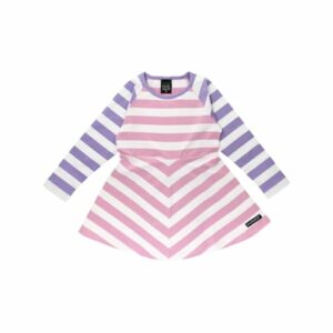 Villervalla Kleid Stripes Lavender/Bloom rosa
