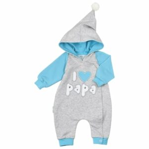 Baby Sweets Overall I love Mama & Papa blau grau