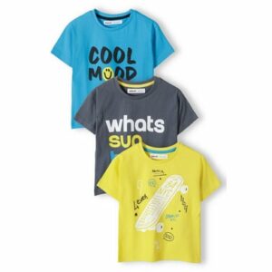 MINOTI 3er-Pack T-Shirts Dunkelgrau/Gelb/Blau