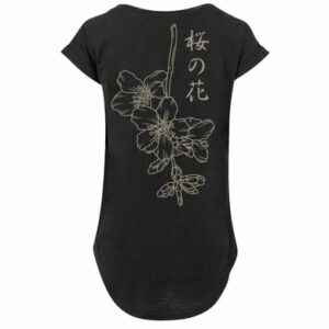 F4NT4STIC Long Cut T-Shirt Japan Flower schwarz