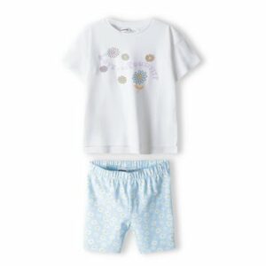 MINOTI T-Shirt und Radlerhose im Set Hellblau/Weiß