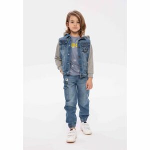 MINOTI Jeansjacke mit Kapuze Denim-Blau/Grau