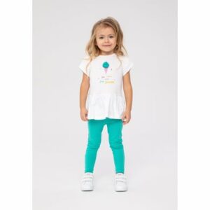 MINOTI T-Shirt und Leggings im Set Weiß/Mintgrün