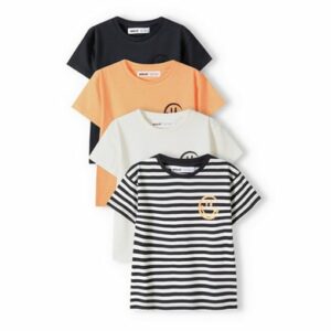 MINOTI 4er-Pack T-Shirts Weiß/Orange/Schwarz/Grau